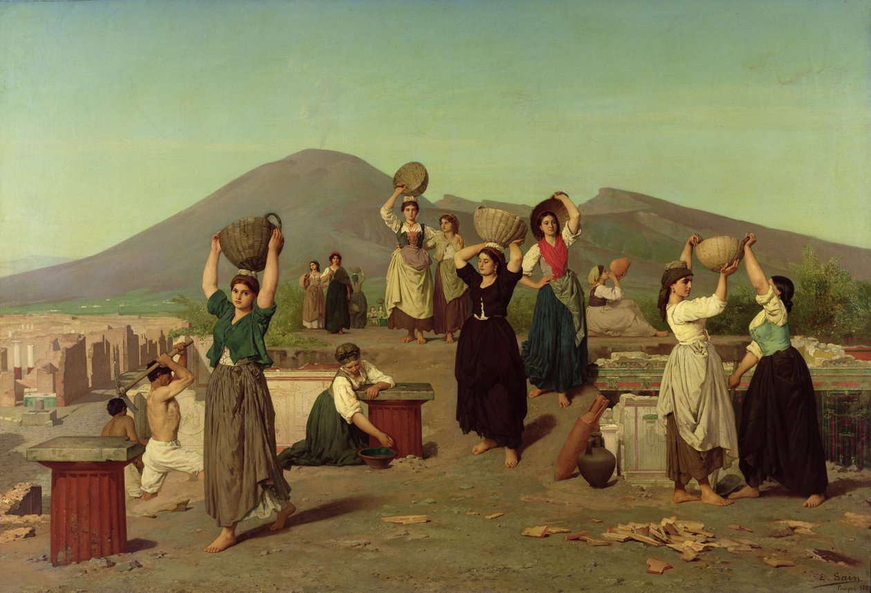 Wykopaliska w Pompejach, 1865 autorstwa Edouard Alexandre Sain