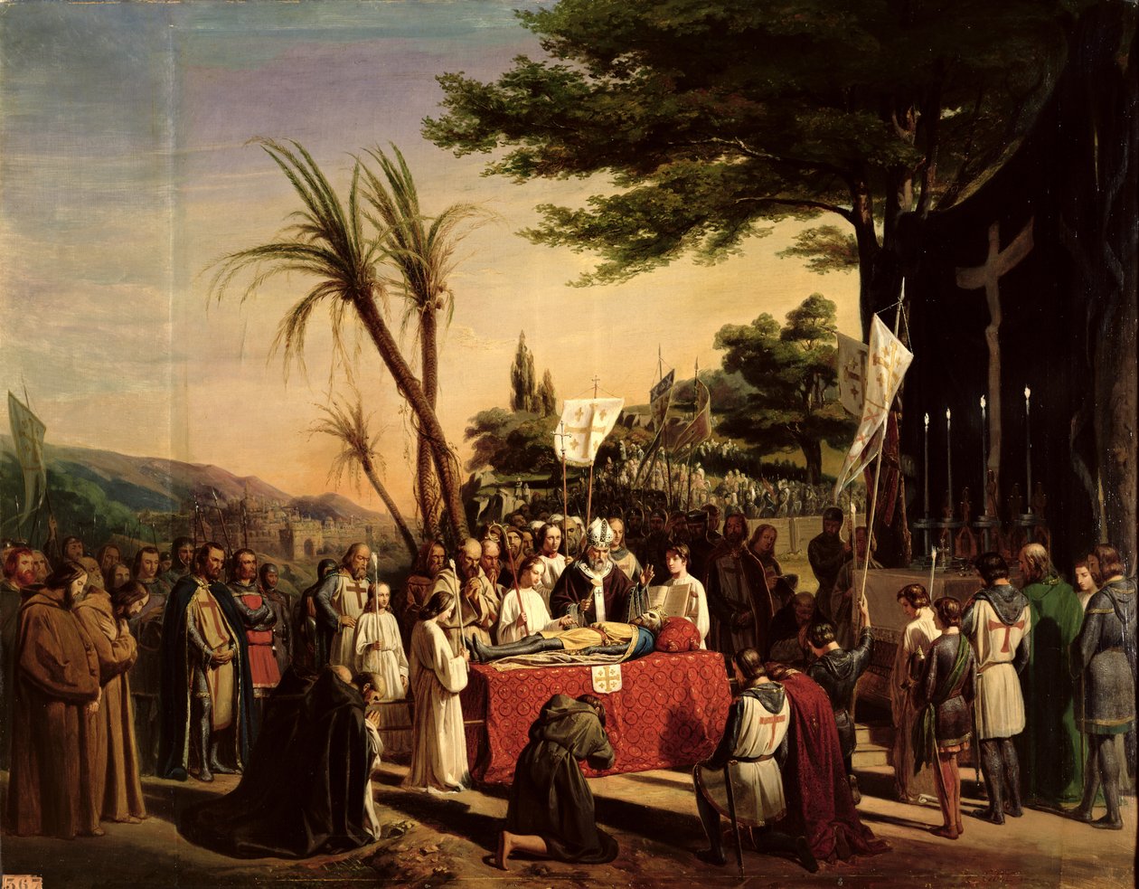 Pogrzeb Godfreya z Bouillon (ok. 1060-1100) w Jerozolimie, 23 lipca 1100, 1838 autorstwa Edouard Cibot