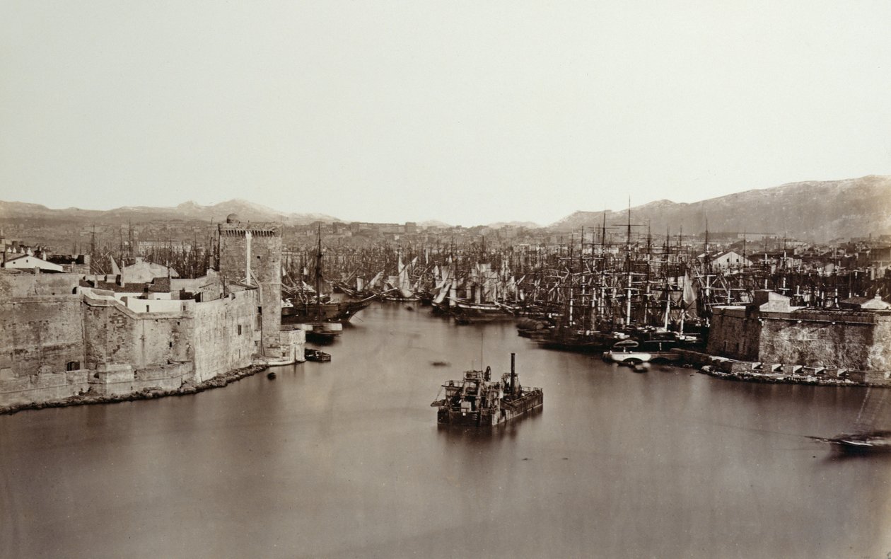 Port w Marsylii, ok.1859 autorstwa Edouard Denis Baldus