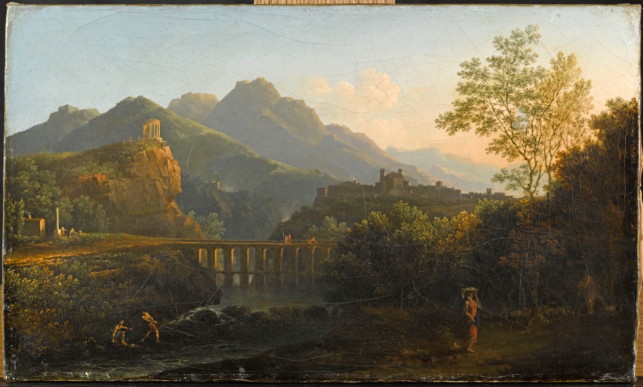 Widok świątyni Sybilli w Tivoli według interpretacji malarza autorstwa Edouard Jacques André Vanderbuch