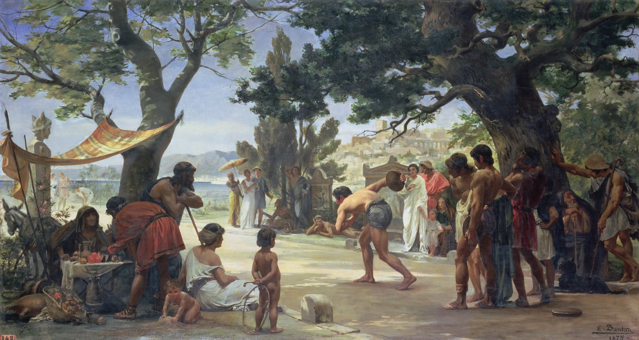 Rzucanie dyskiem, 1875 autorstwa Edouard Joseph Dantan