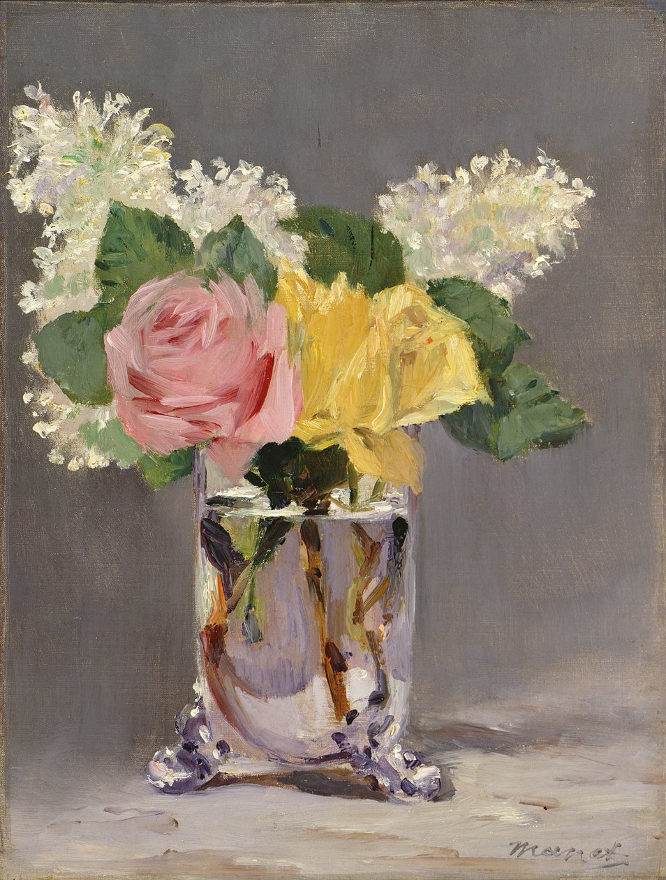 Bzy i róże, 1880 autorstwa Édouard Manet