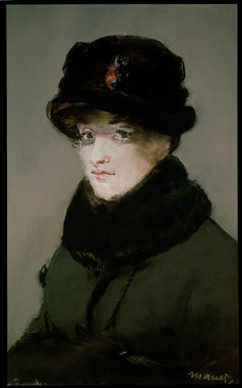 Mery Laurent (1849-1900) ubrana w kardigan z futrzanym kołnierzykiem, 1882 (pastel na płótnie) autorstwa Édouard Manet