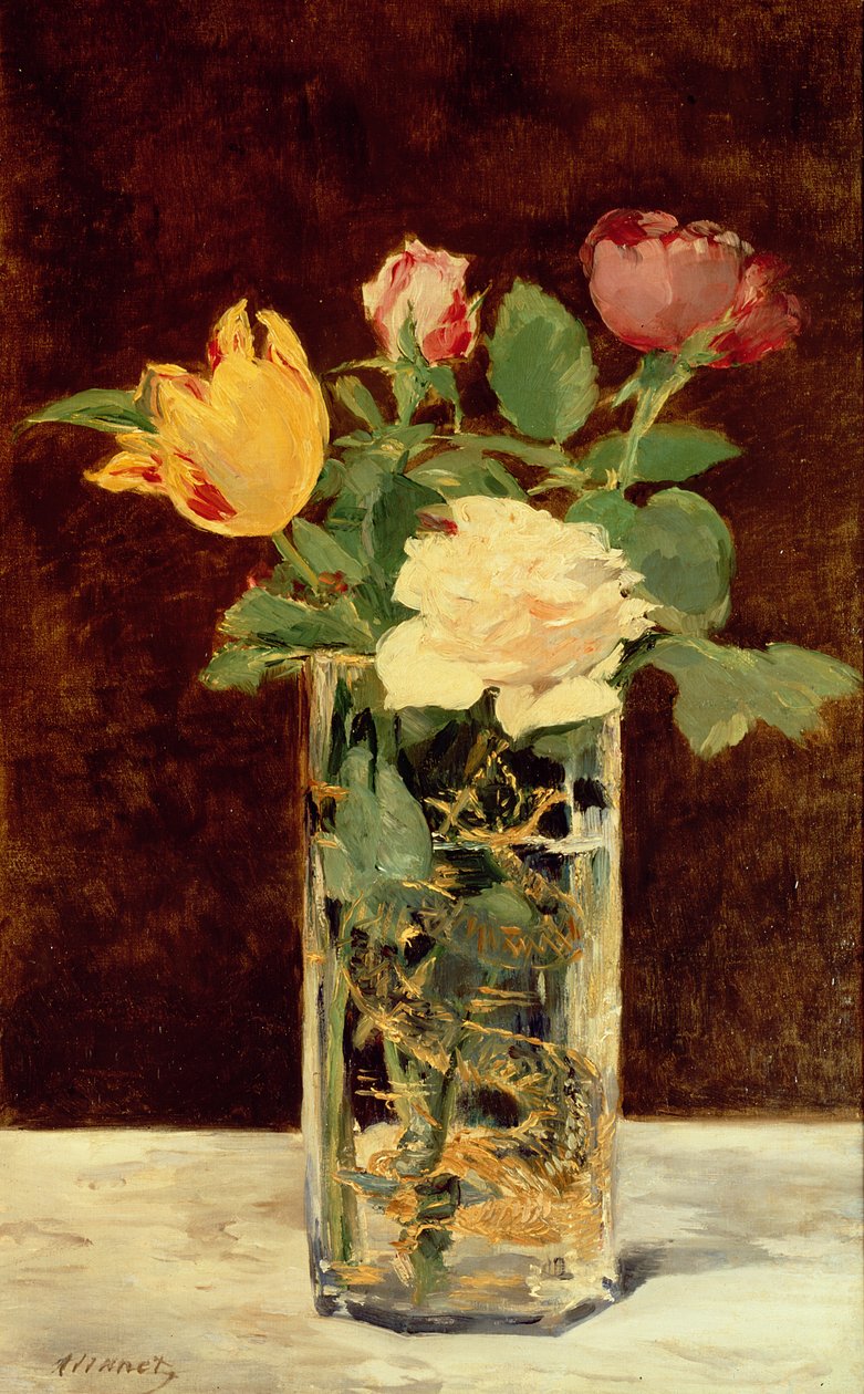 Róże i tulipany w wazonie, 1883 autorstwa Édouard Manet