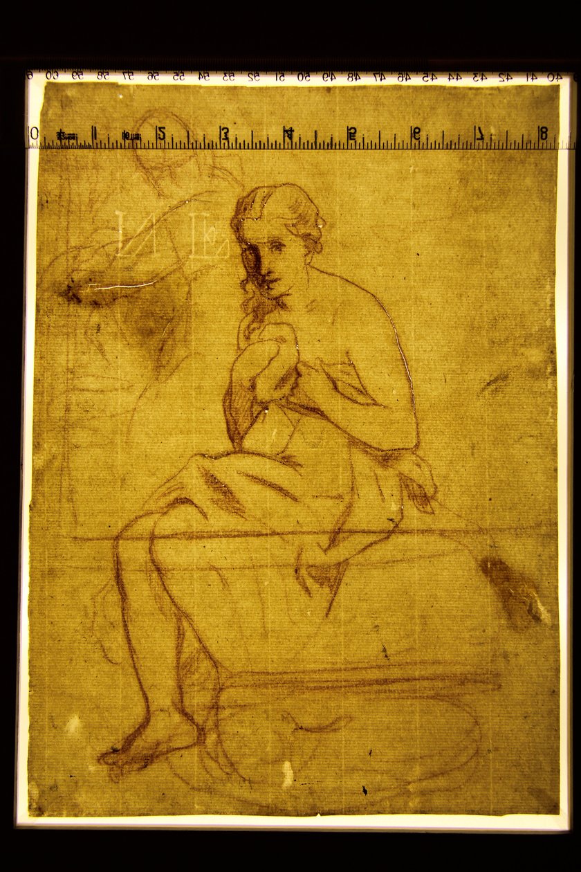 Obraz w świetle przechodzącym przez La Toilette, 1860 (kreda na papierze) (zob. również 5838671-2) autorstwa Édouard Manet