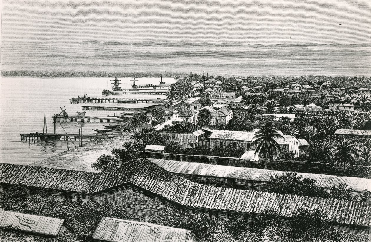 Dzielnica Europejska w Lagos, Nigeria, 1887 autorstwa Edouard Riou