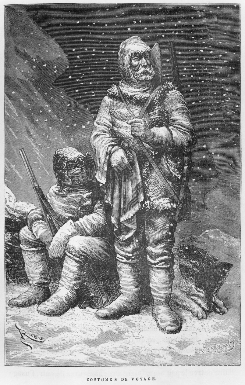 Kostiumy eksploracyjne, ilustracja z "Expedition du Tegetthoff" Juliusa Prayera (1841-1915) rytowana przez Charlesa Barbanta (zm.1922) autorstwa Edouard Riou