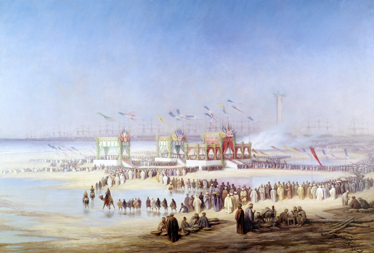 Inauguracja Kanału Sueskiego przez cesarzową Eugenię (1826-1920) 17 listopada 1869 autorstwa Edouard Riou