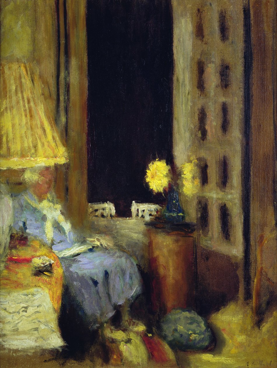 Kobieta czytająca wieczorem autorstwa Edouard Vuillard