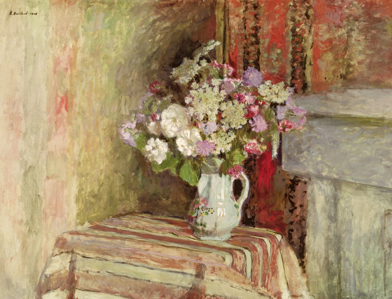 Kwiaty w wazonie, 1905 (olej na kartonie) autorstwa Edouard Vuillard