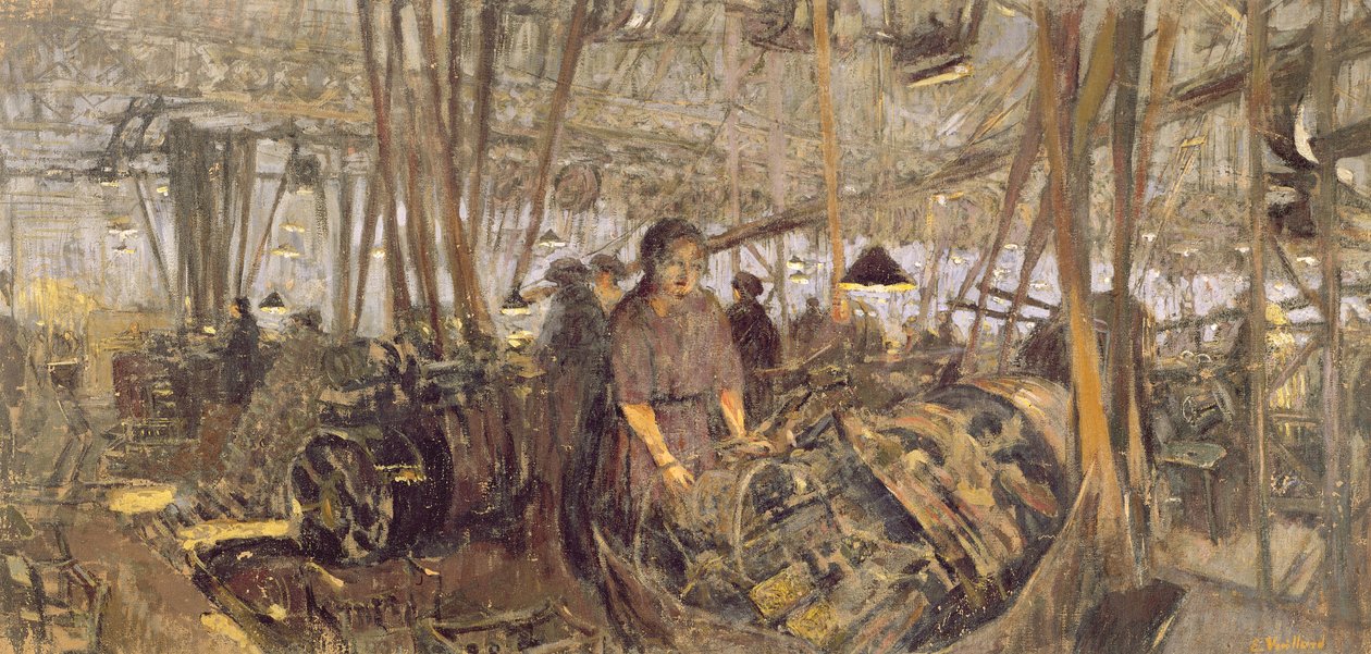 Wnętrze Fabryki Amunicji: Kuźnia, 1916-17 (tempera na płótnie) autorstwa Edouard Vuillard