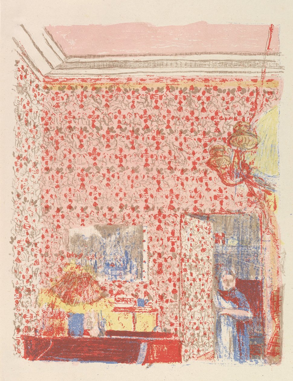 Wnętrze z różową tapetą I, z serii Paysages et Intérieurs, 1899 autorstwa Edouard Vuillard