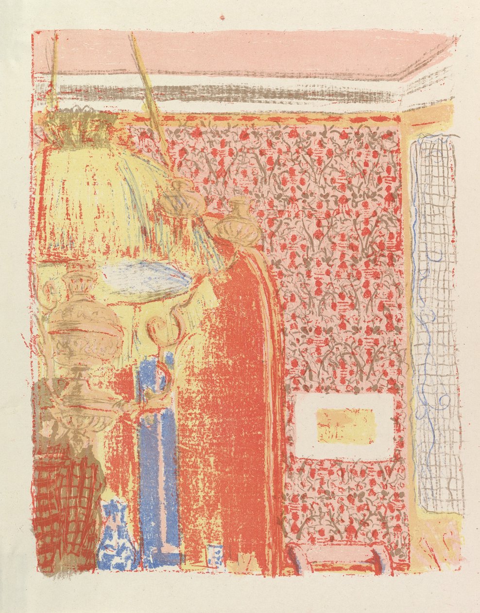 Wnętrze z różową tapetą II, z serii Pejzaże i wnętrza, 1899 autorstwa Edouard Vuillard