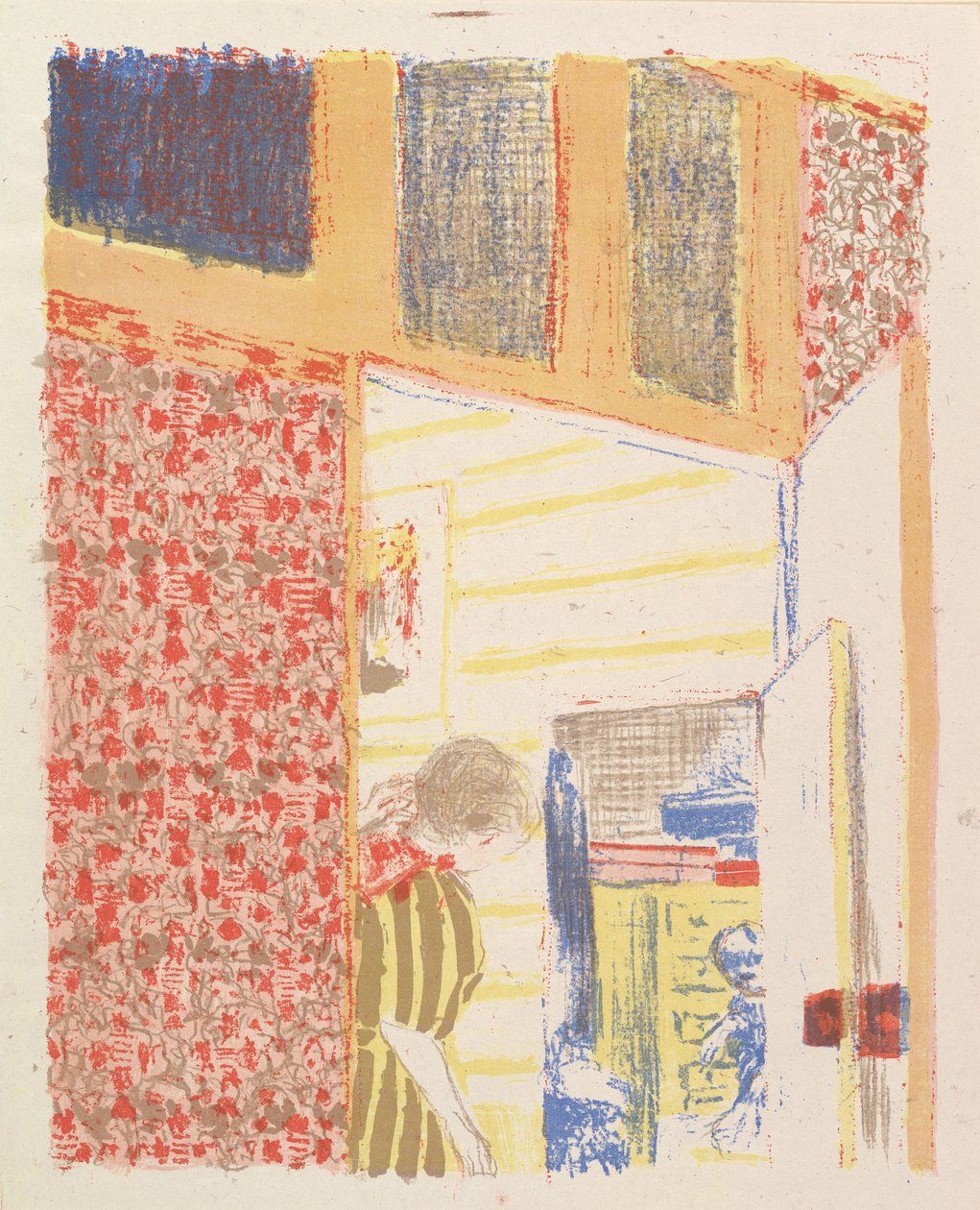 Wnętrze z różową tapetą III, z serii Pejzaże i wnętrza, 1899 autorstwa Edouard Vuillard