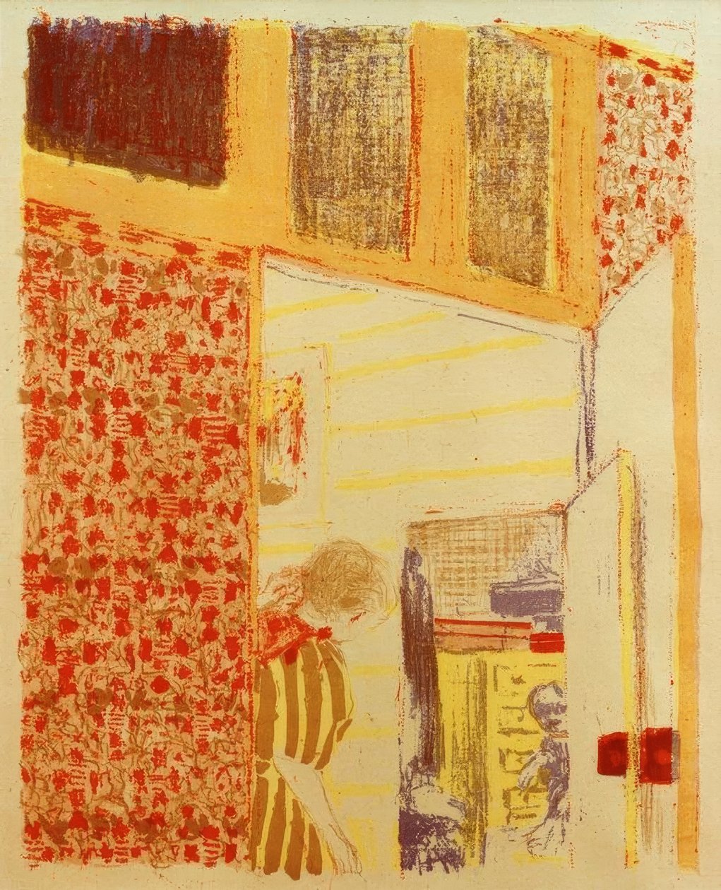 Wnętrze z różowymi podwieszeniami III autorstwa Edouard Vuillard