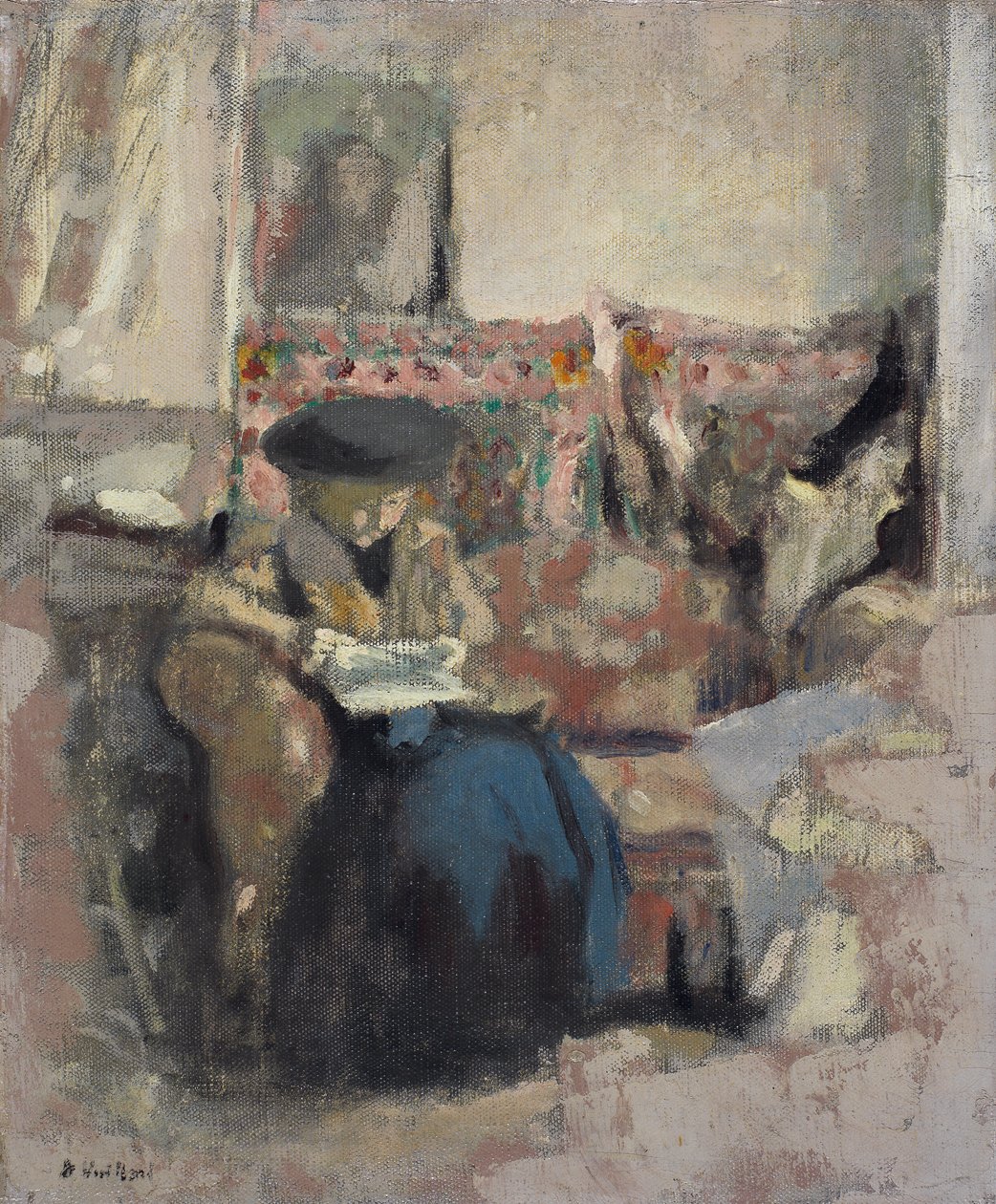 Lampa do czytania z poduszką, ok.1905 autorstwa Edouard Vuillard