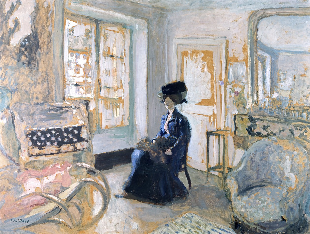 Modelka w niebieskiej sukience (olej i tempera) autorstwa Edouard Vuillard