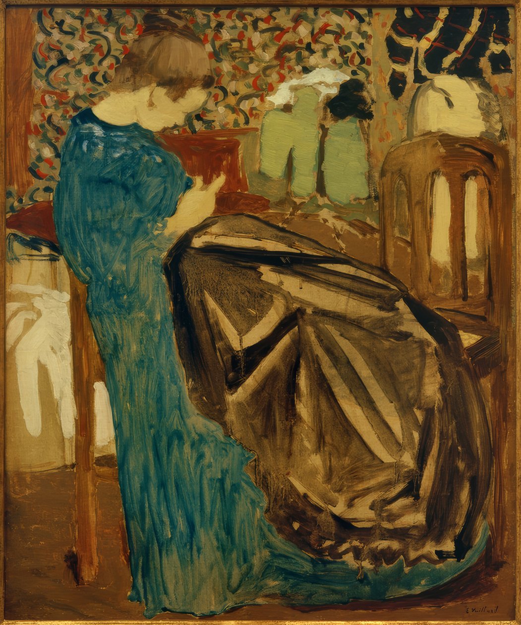 Krawcowa z dużą tkaniną autorstwa Edouard Vuillard