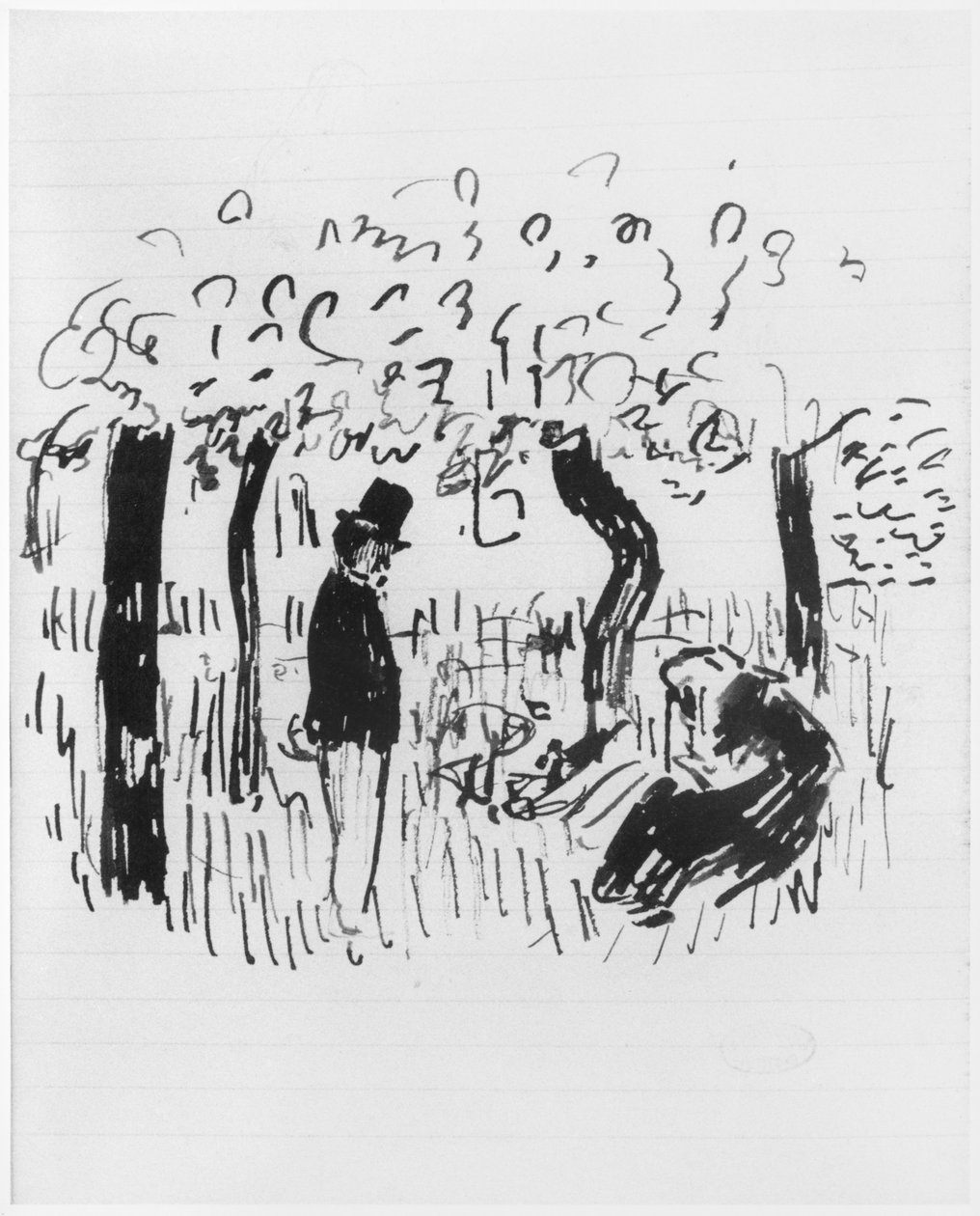 Strona szkicownika, 1890-1940 (pióro i tusz na papierze liniowanym) autorstwa Edouard Vuillard