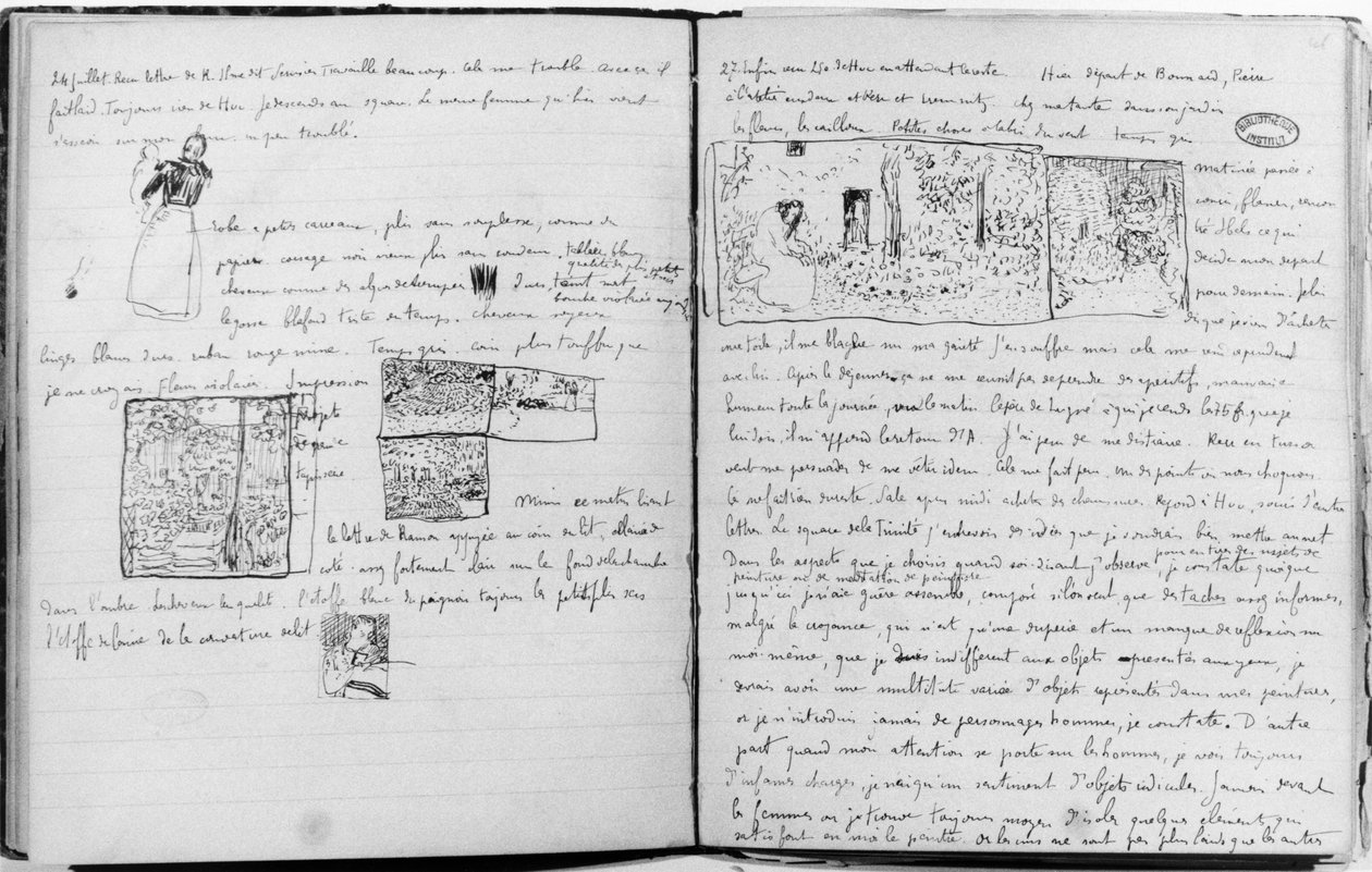 Kartki z pamiętnika Edouarda Vuillarda, 1890-1940 (pióro i atrament na papierze w linie) autorstwa Edouard Vuillard