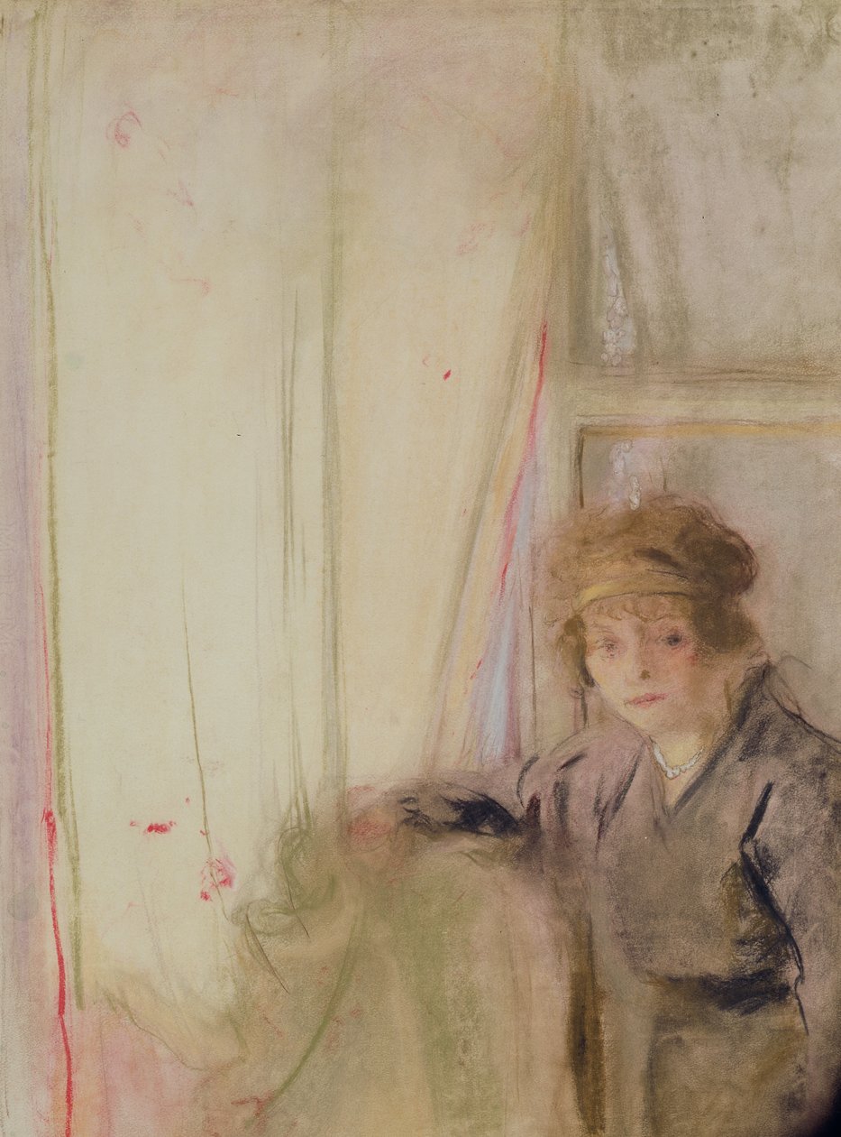 Kobieta pochylająca się przez okno (pastel na papierze) autorstwa Edouard Vuillard