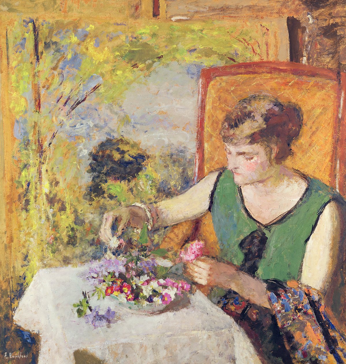 Kobieta z bukietem kwiatów, 1925 autorstwa Edouard Vuillard