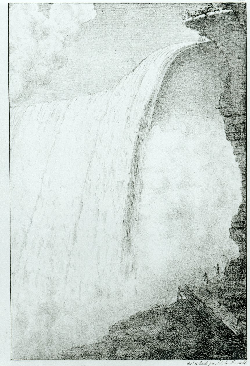 Wodospad Niagara, z "Recueil des cartes et des vues du voyage en Amerique en Italie en Sicile et en Egypt" autorstwa de Montule, 1821 r. autorstwa Edouard de Montule