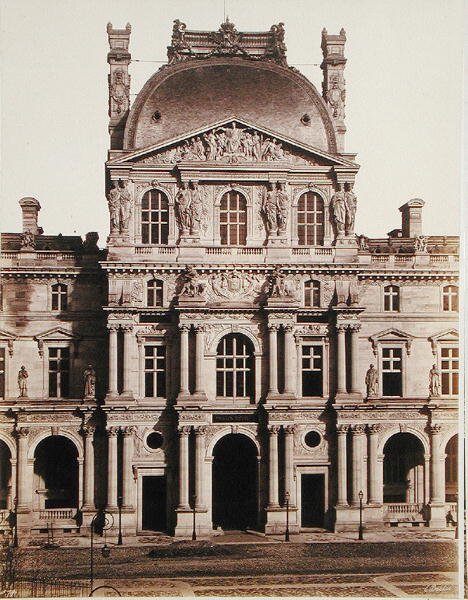 Pawilon Richelieu Luwru (zdjęcie czarno-białe) autorstwa Edouard Denis Baldus