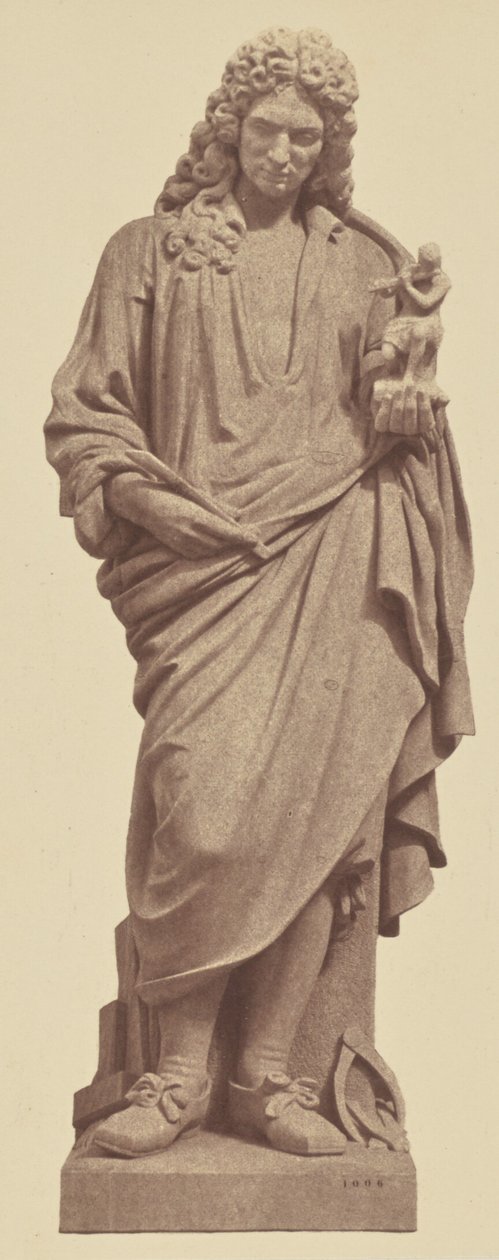 ["Coysevox", statua autorstwa Julesa Droza, dekoracja Luwru, Paryż]. autorstwa Édouard Baldus