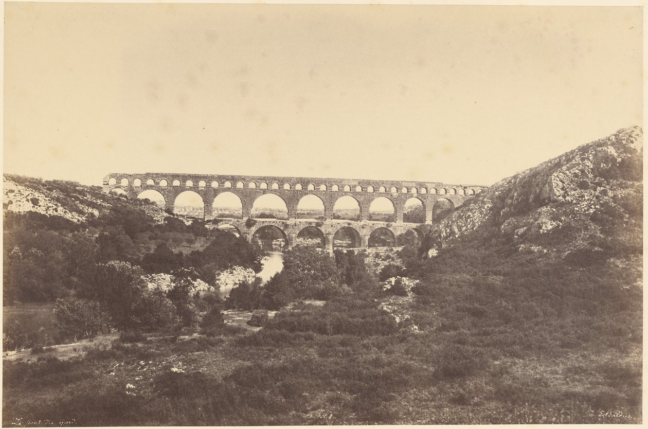 Pont du Gard autorstwa Édouard Baldus