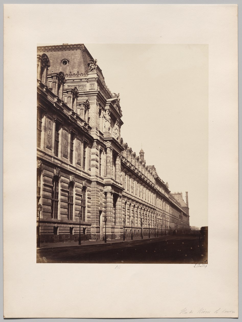 Luwr, fasada od strony rue de Rivoli, Paryż autorstwa Édouard Baldus