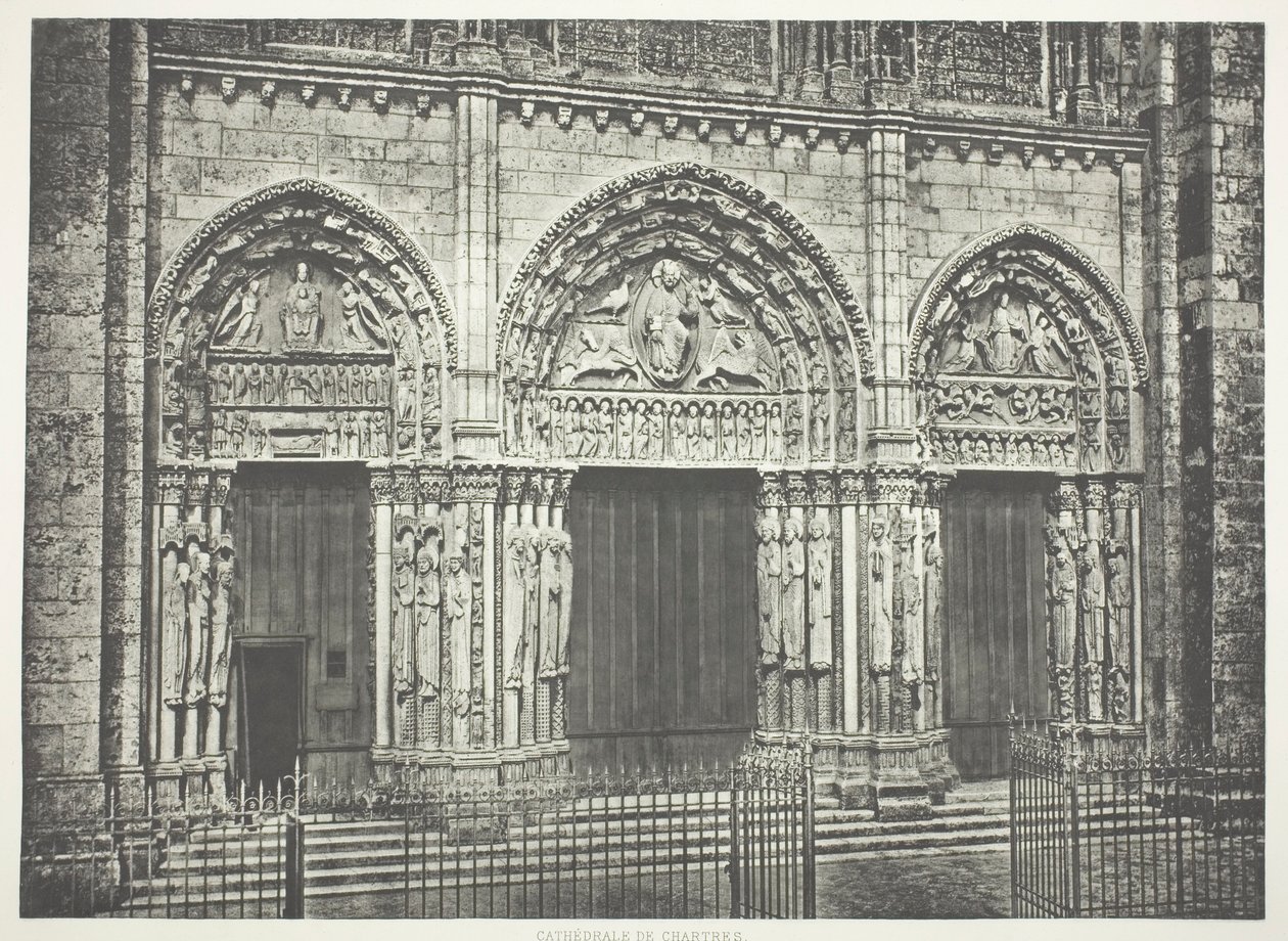 Portal główny, katedra w Chartres autorstwa Édouard Baldus