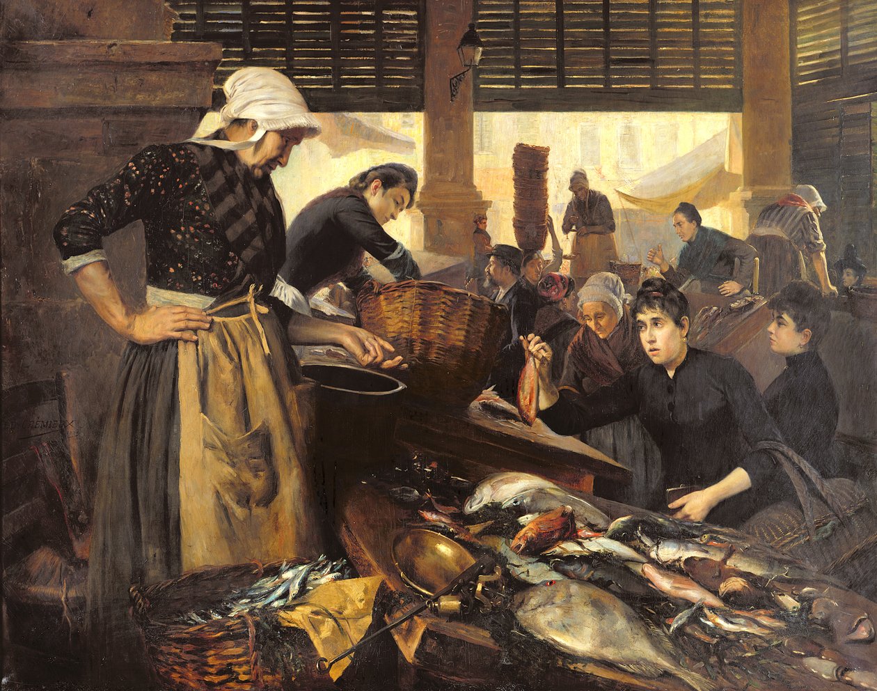 Targ Rybny w Halle Delacroix, 1889 autorstwa Edouard Cremieux
