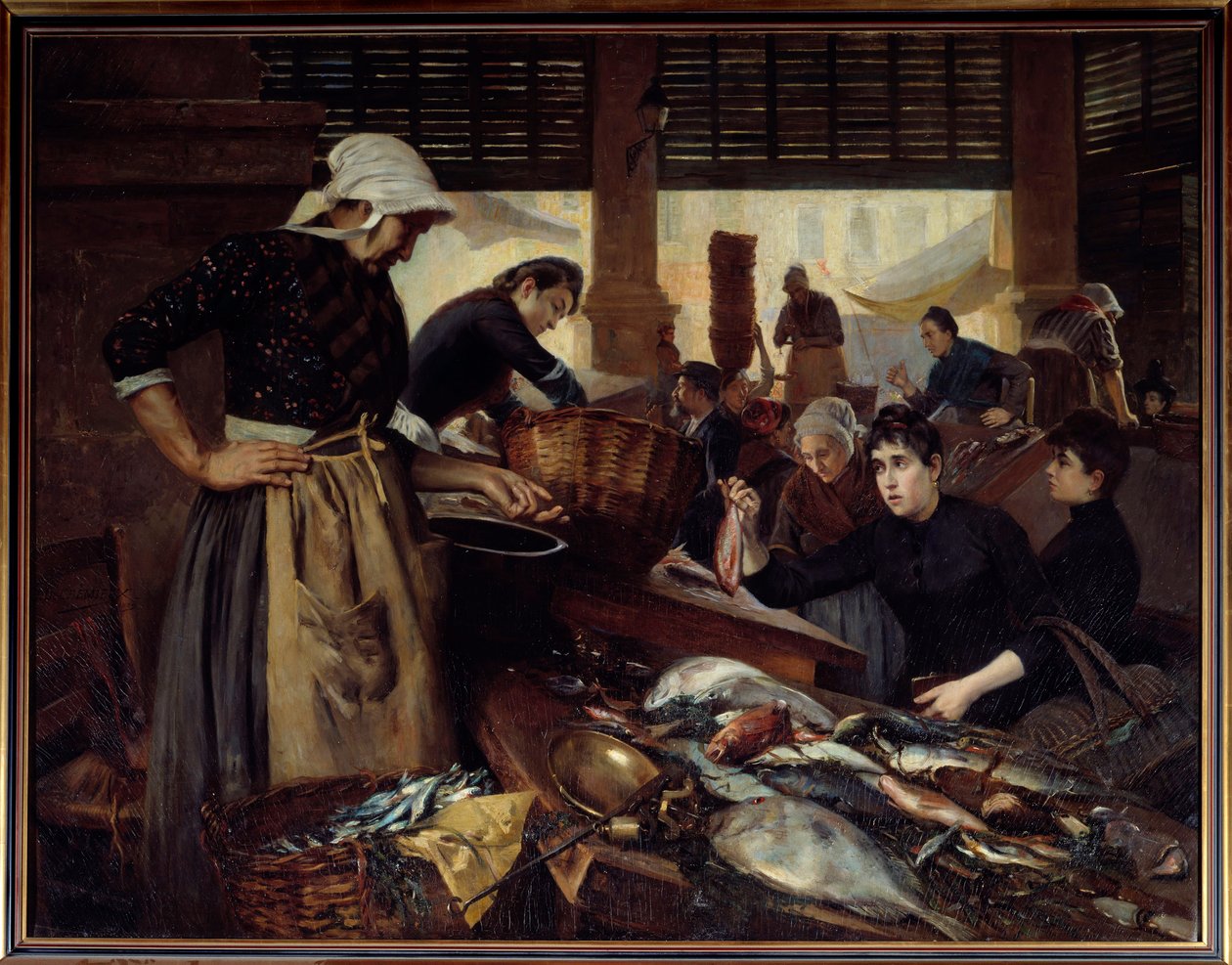 Widok na salę Delacroix. Spacer do ryb Marsylii. Malarstwo Edouarda Cremieux (1856-1944) autorstwa Edouard Cremieux