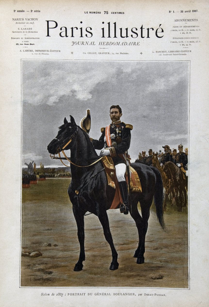 Portret konny generała Georgesa Boulangera (1837-1891), polityka „według Edouarda Debata Ponsana (Debat-Ponsan autorstwa Edouard Debat Ponsan