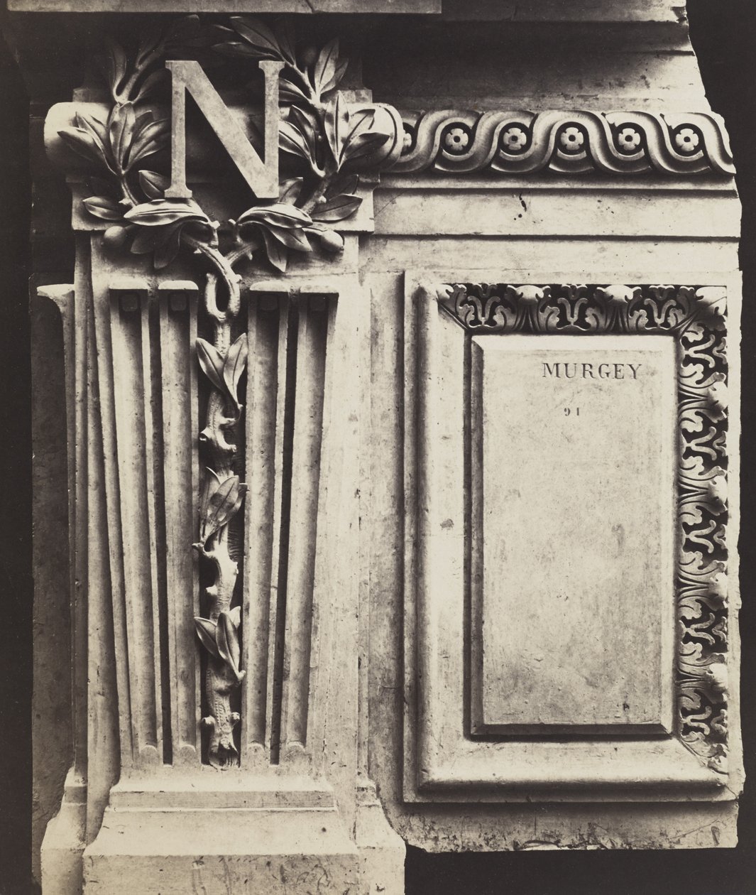 Element dekoracyjny, Nowy Luwr, ok.1856 (srebrny odbitka albumowa z negatywu szklanego) autorstwa Edouard Denis Baldus