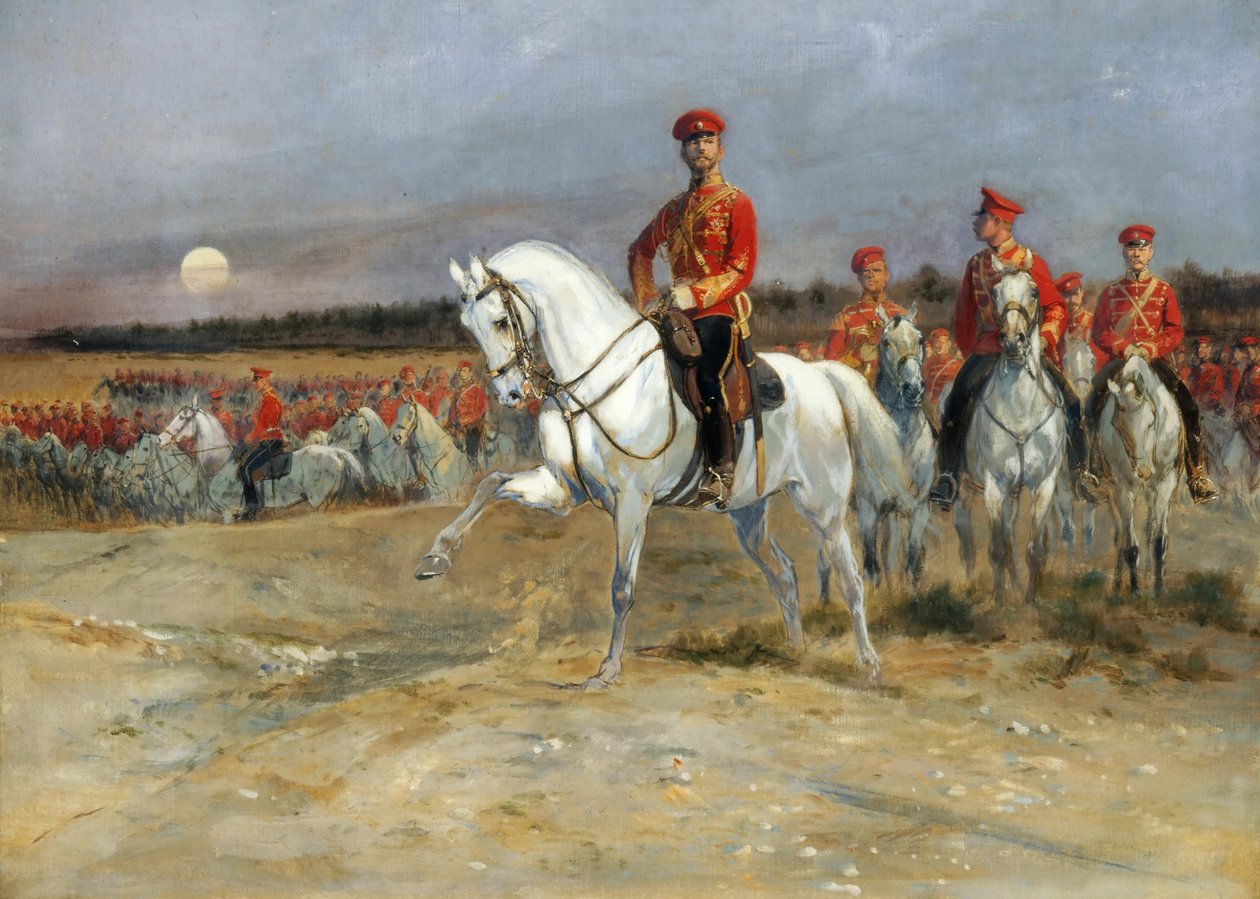 Carewicz Mikołaj Przegląd wojsk autorstwa Jean Baptiste Edouard Detaille