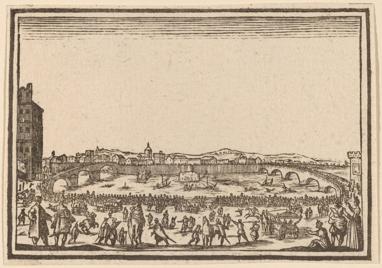 Fajerwerki na Arno, Florencja autorstwa Edouard Eckman after Jacques Callot