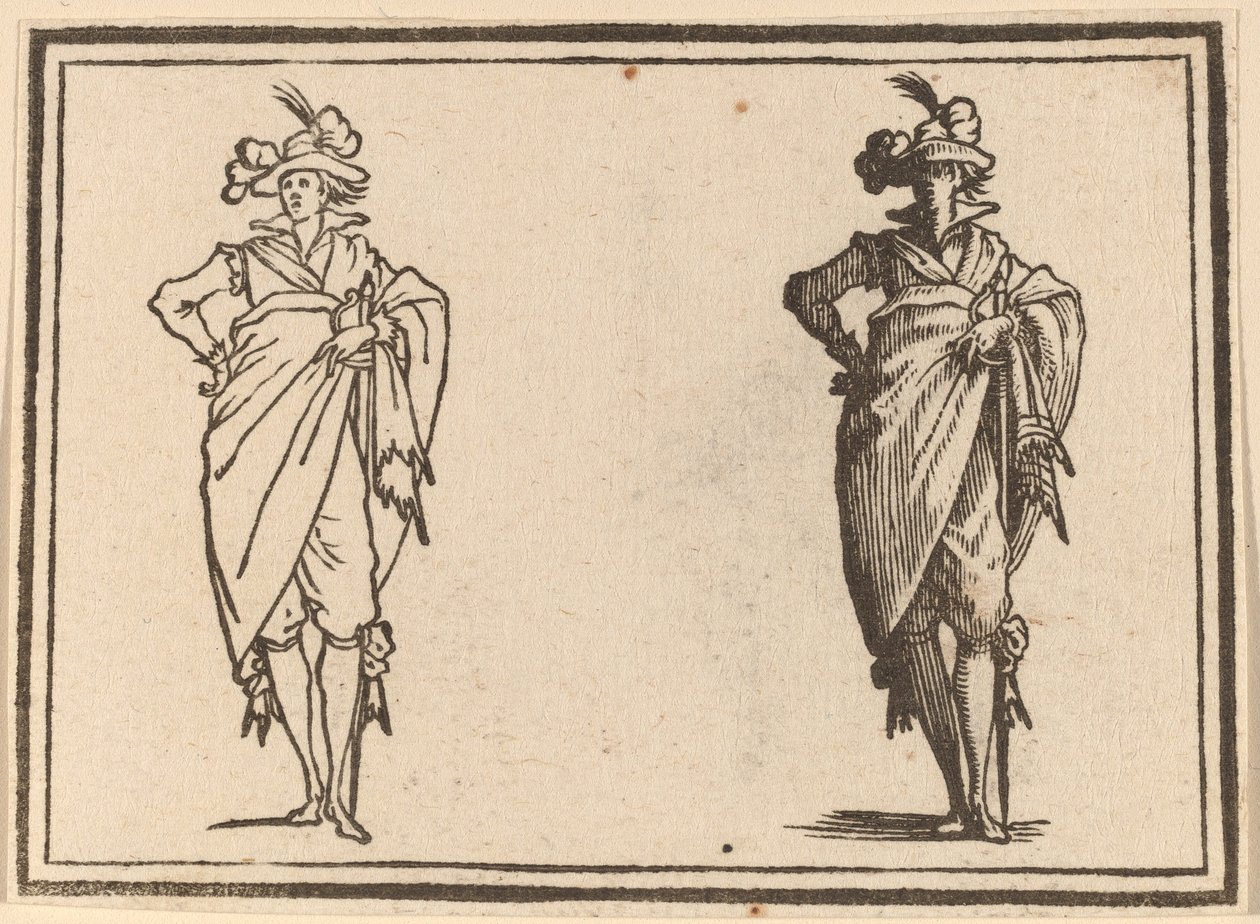Pan widziany z przodu z ręką na biodrach autorstwa Edouard Eckman after Jacques Callot