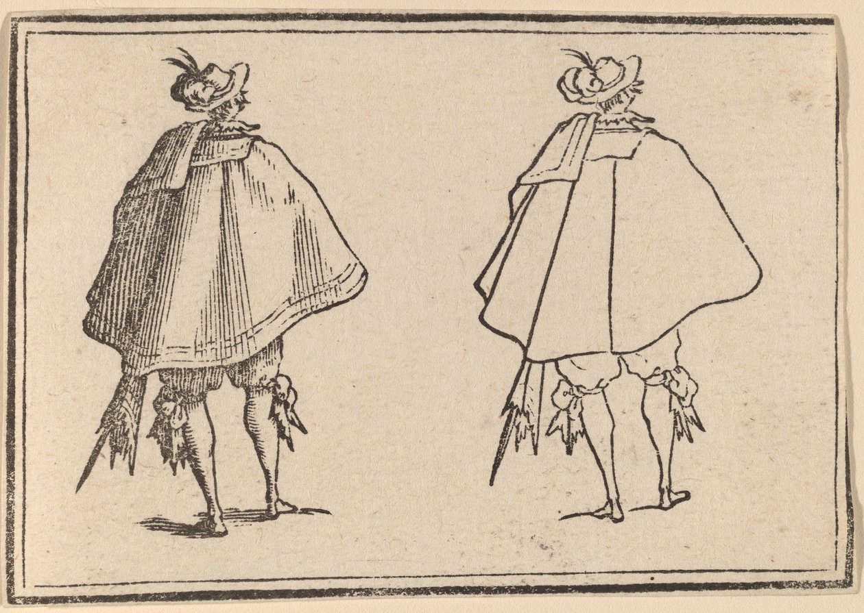 Dżentelmen w dużym płaszczu, widziany z tyłu autorstwa Edouard Eckman after Jacques Callot
