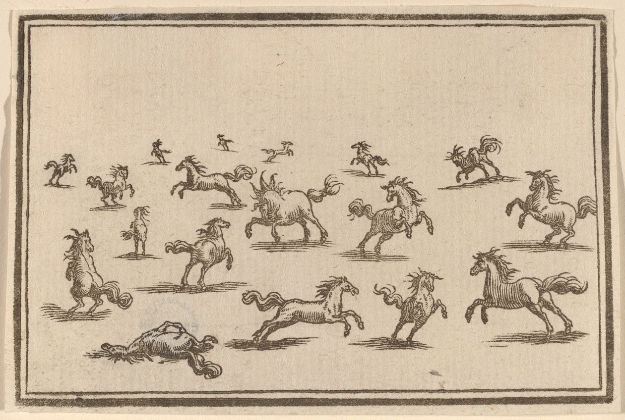 Biegnące konie autorstwa Edouard Eckman after Jacques Callot