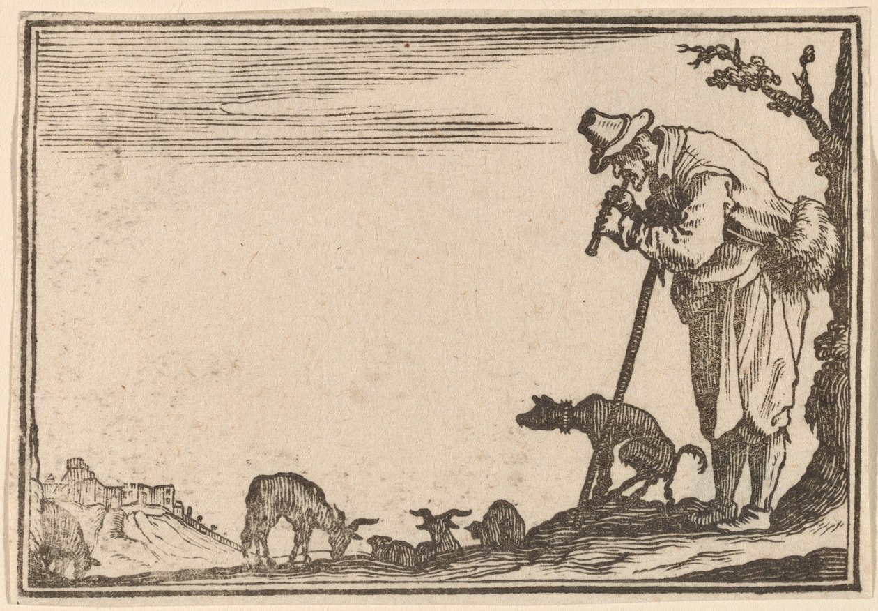 Pasterz grający na flecie autorstwa Edouard Eckman after Jacques Callot