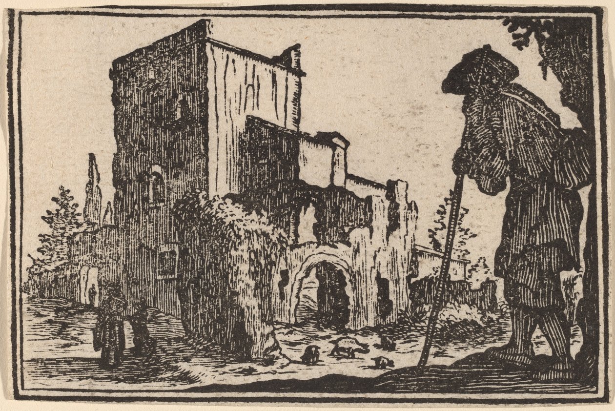 Pasterz i Ruiny autorstwa Edouard Eckman after Jacques Callot