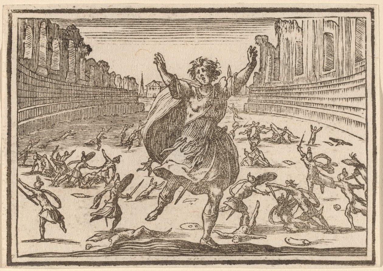 Potyczka w rzymskim cyrku autorstwa Edouard Eckman after Jacques Callot