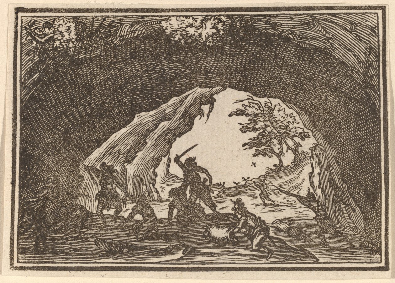 Żołnierze atakujący złodziei autorstwa Edouard Eckman after Jacques Callot