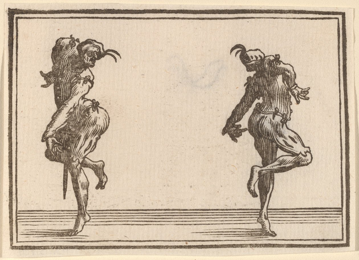 Dwa tańczące pantalony autorstwa Edouard Eckman after Jacques Callot