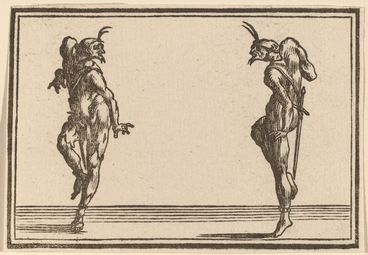 Dwa tańczące pantalony autorstwa Edouard Eckman after Jacques Callot