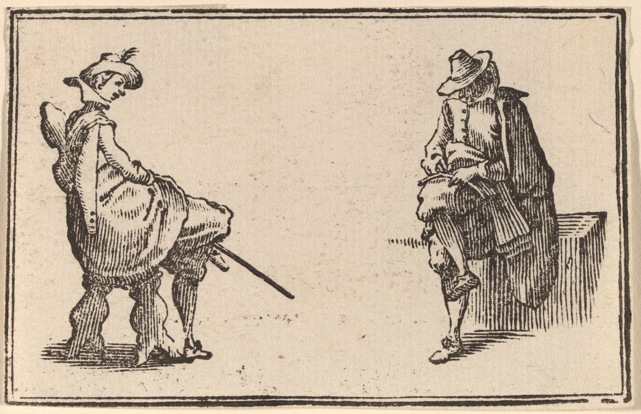 Dwie siedzące postacie autorstwa Edouard Eckman after Jacques Callot