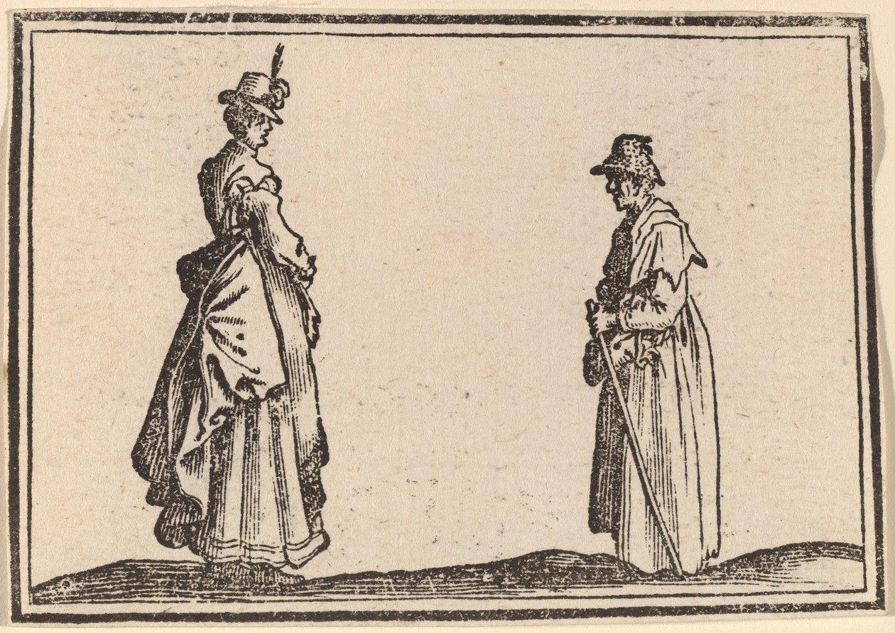 Dwie kobiety w profilu autorstwa Edouard Eckman after Jacques Callot