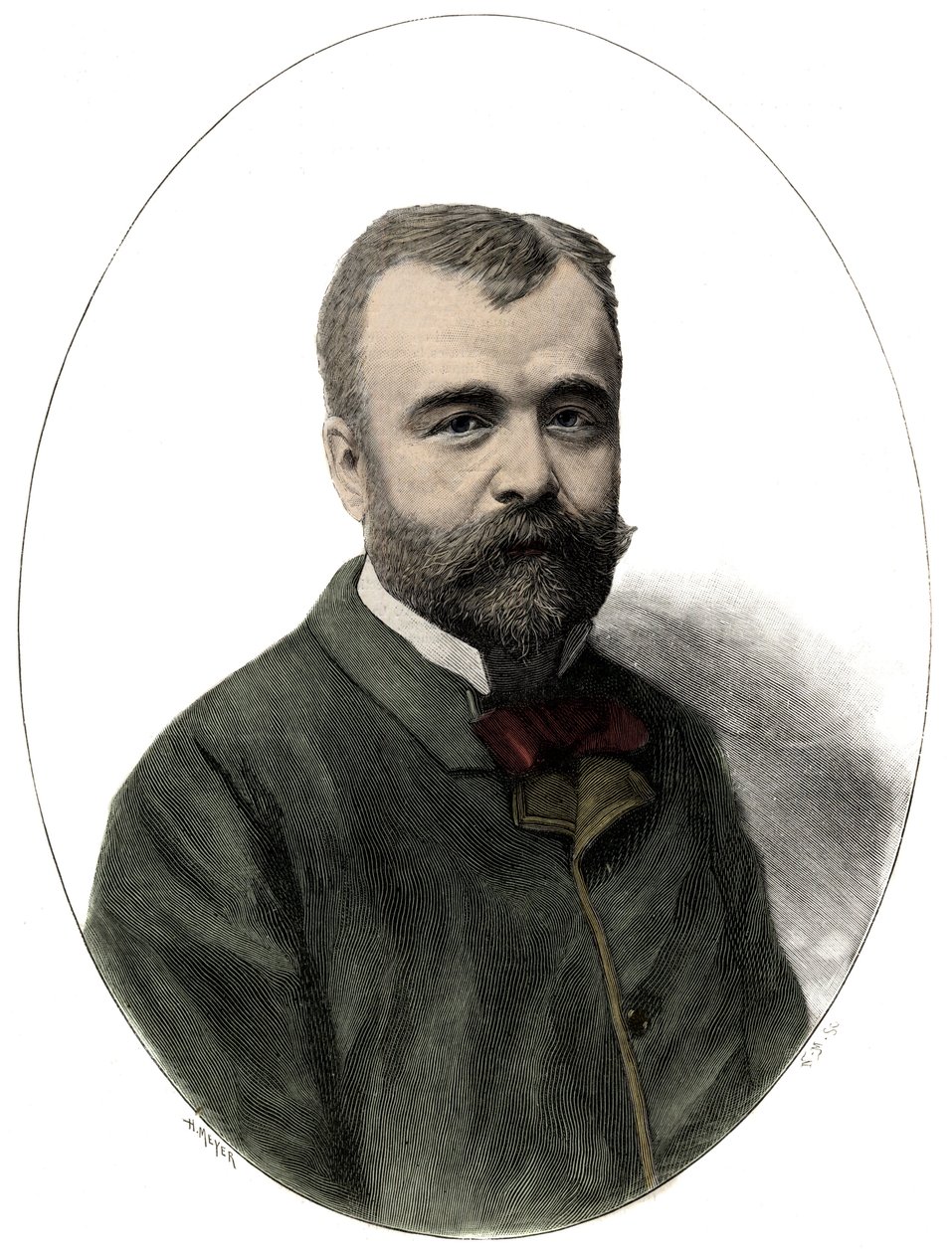 Portret Ernesta Lavisse (1842-1922), francuskiego historyka i akademika - Grawerowanie autorstwa Navelliera w „Le journal illustrious” z 1892 r. autorstwa Edouard Felicien Eugene Navellier